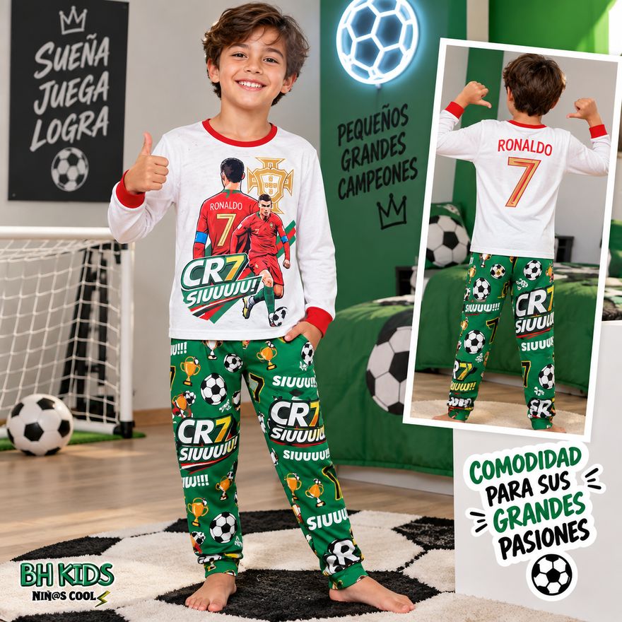 Niño con la pijama CR7-GOOL